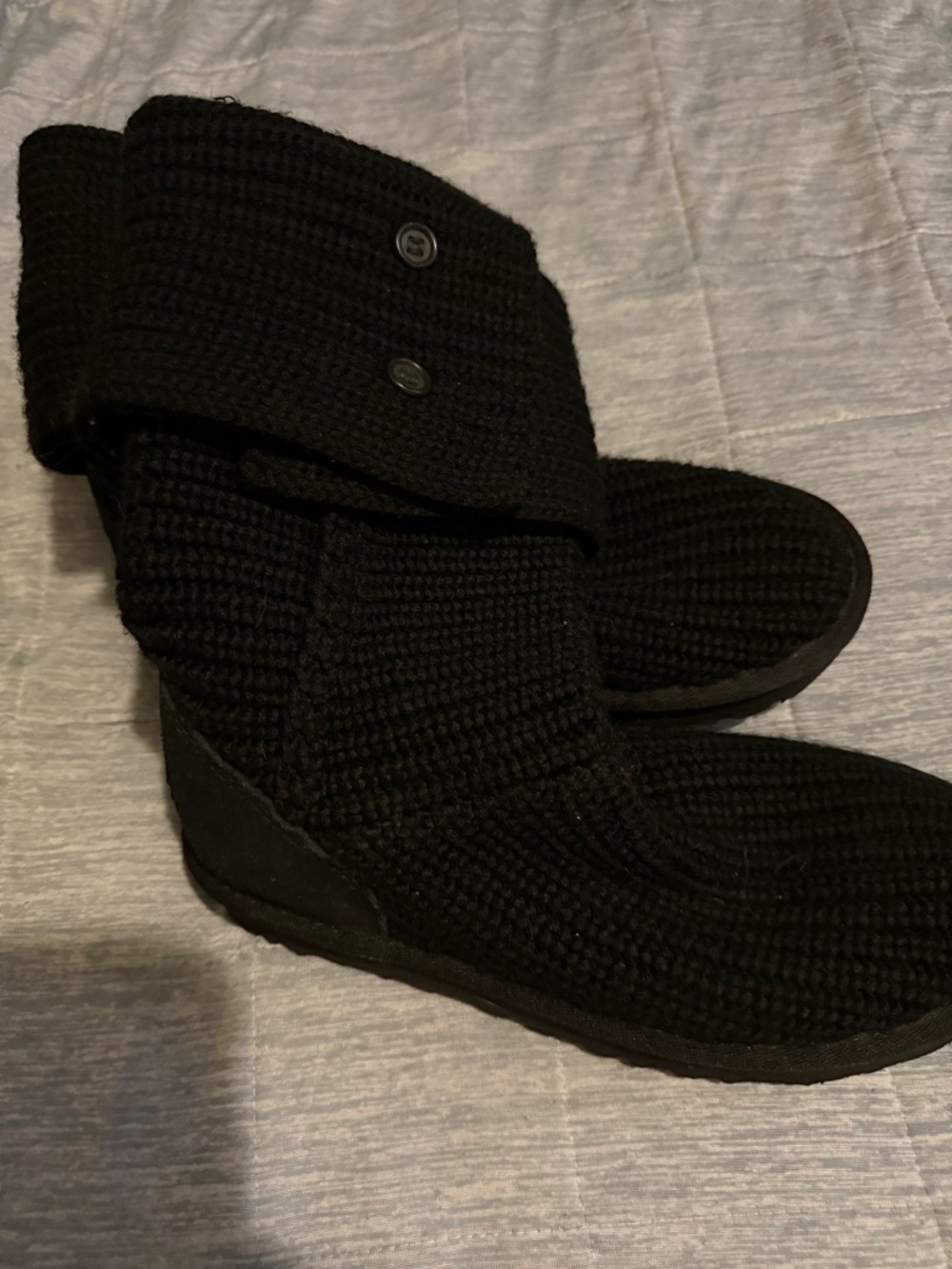 UGG Black Knit Heel-Back Logo Bootie